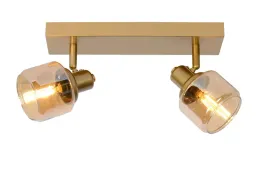 lampa-scienna-sufitowa-podwojna-zlota-szklane-bursztynowe-klosze-lucide