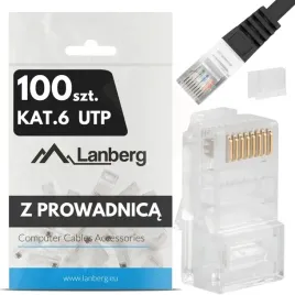 100x-wtyk-wtyki-koncowki-wtyczka-rj45-8p8c-utp-kat-6-z-prowadnica-lanberg