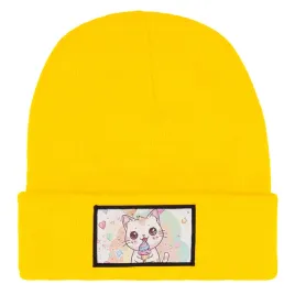 czapka-zimowa-dziecieca-cute-kitty-kreskowki-prezent-wzory-zolta