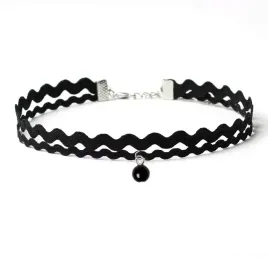 czarny-naszyjnik-podwojny-fala-z-kulka-choker