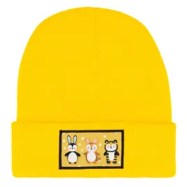 czapka-beanie-zimowa-ciepla-zolta-dla-dzieci-z-motywem-kevin-mix-wzorow