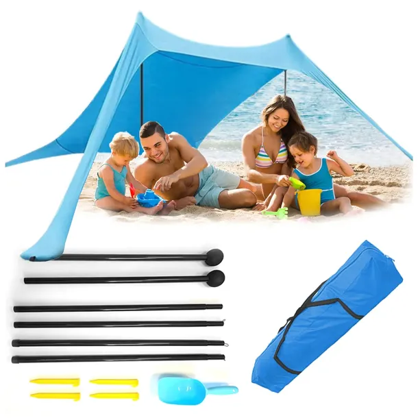 DUŻY NAMIOT TARP PLAŻOWY BALDACHIM PARAWAN SŁONECZNY ZESTAW ZACIEMNIA 2X2M