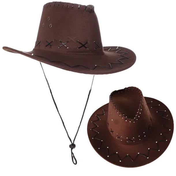 KOWBOJSKI KAPELUSZ SZERYFA COUNTRY WESTERN KOWBOJA CIEMNY BRĄZ