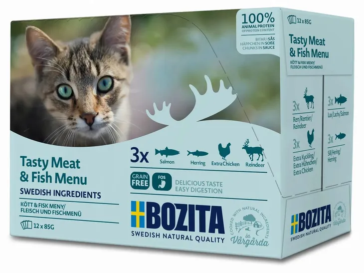 Bozita karma mokra dla kot mix smaków Rybnych i Mięsnych w sosie 12 x 85 g