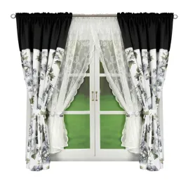 komplet-firana-zaslony-270x160cm-czarne-zdobienie-szaro-zielone-kwiaty