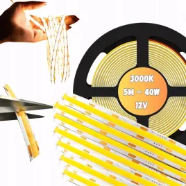 tasma-led-cob-12v-5m-40w-rolki-neon-pasek-linia-ciepla-800lm-m-8w-m-mocna