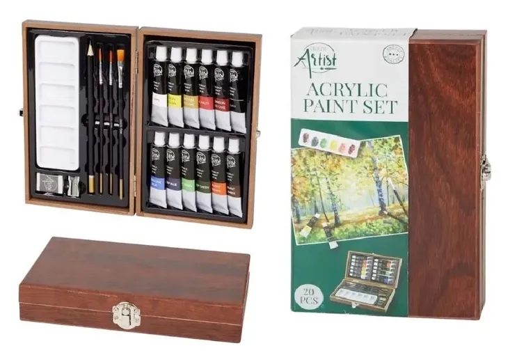 Farby akrylowe Creative Artist wielokolorowe + ołówek i pędzle 144ml 20 szt