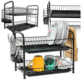duza-dwupoziomowa-suszarka-do-naczyn-stojaca-metalowa-ociekacz-czarna-polki