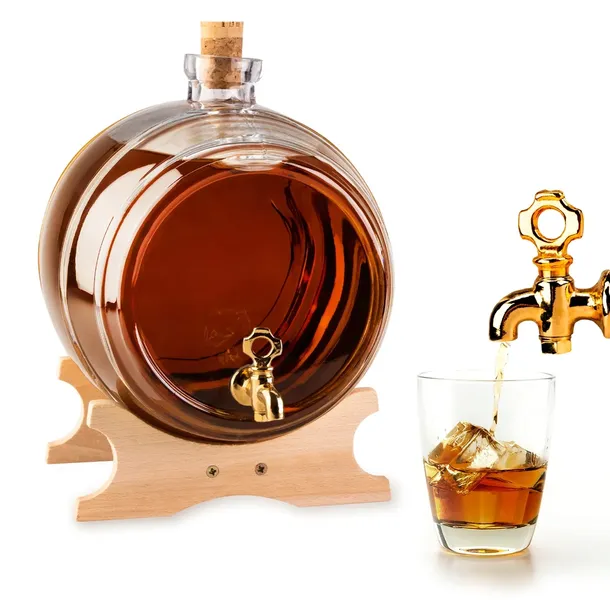 Beczka szklana 5 L z kranikiem mosiężnym na alkohol whisky