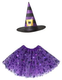 stroj-czarownica-wiedzma-halloween-kapelusz-tutu-fioletowe-swiecace