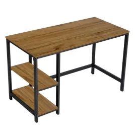 biurko-male-ciemny-braz-rustykalne-polki-loft-z-polkami-czarne-blat-metal