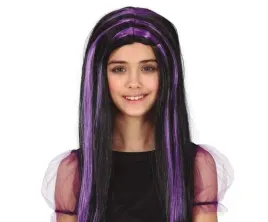 peruka-dziecieca-czarna-dlugie-wlosy-pasemka-fioletowe-fiolet-halloween