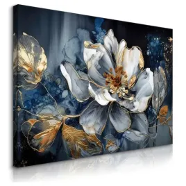obraz-na-plotnie-do-sypialni-styl-glamour-kwiaty-akwarele-abstrakcja-100x70