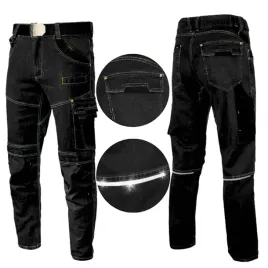 spodnie-robocze-jeans-meskie-bojowki-czarne-elastyczne-wygodne-stretch-bhp
