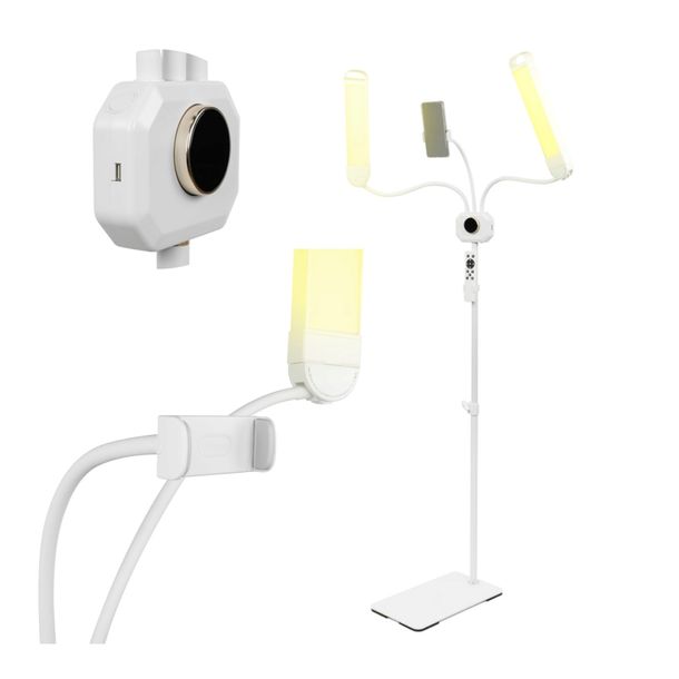 LAMPA KOSMETYCZNA LED PRZEDŁUŻANIA RZĘS MAKIJAŻ PODŁOGOWA UCHWYT NA TELEFON