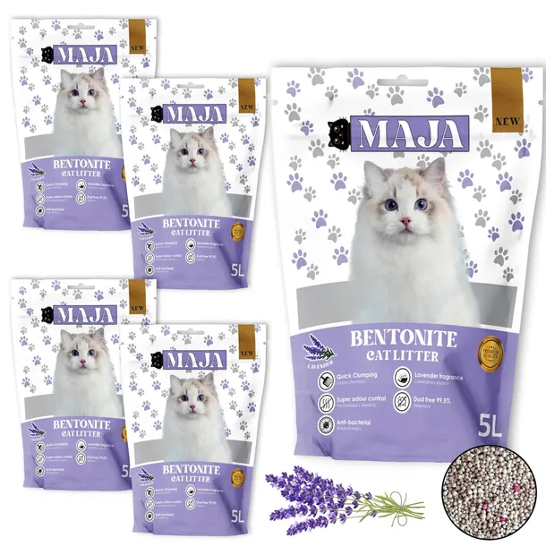 5 x Żwirek bentonitowy MAJA PREMIUM 25L Lawenda ZESTAW