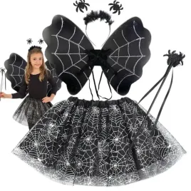 stroj-przebranie-pajaka-spodniczka-tutu-opaska-skrzydla-karnawal-halloween
