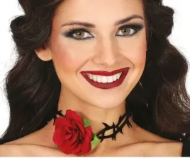 naszyjnik-roza-czerwona-z-kolcami-choker-kwiat-gotyk-halloween