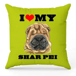poduszka-zielona-love-my-shar-pei-dla-fana-psow-na-prezent-psy-wzory