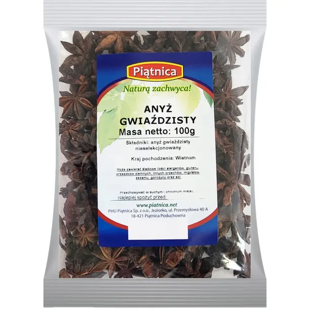 ANYŻ GWIAŹDZISTY 100g PIĄTNICA ANYŻ GWIAZDKOWY NATURALNY gwiazdki