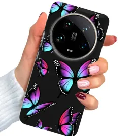etui-do-xiaomi-14-ultra-obudowa-case-matowe-czarne-motyle-motylki-butterfly