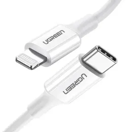 ugreen-kabel-przewod-mfi-usb-typ-c-do-lightning-20w-3a-0-25-m-bialy