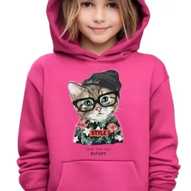 bluza-dziecieca-z-kapturem-104-cm-malinowa-uroczy-stylowy-kot-rozne-wzory