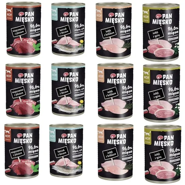 Pan Mięsko mokra karma dla kota mix smaków 12x400g