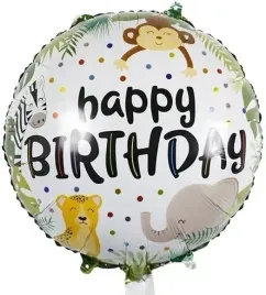 balon-happy-birthday-zwierzeta-safari-malpa-tygys-slon-urodziny-hel-45-cm