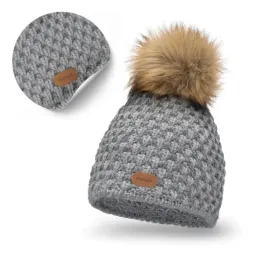 pamami-czapka-zimowa-damska-beanie-szara-z-pomponem-z-dodatkiem-welny
