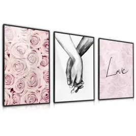 zestaw-3x-plakat-w-ramie-do-sypialni-roze-kwiaty-romantyczny-cytat-60x80