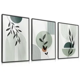 zestaw-3x-plakat-w-ramie-do-salonu-styl-boho-luki-liscie-natura-30x40