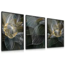 zestaw-3x-plakat-w-ramie-abstrakcja-kwiaty-lotosu-styl-glamour-natura-60x80