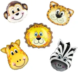 balony-foliowe-zwierzatka-zoo-lew-tygrys-malpa-zyrafa-zebra-55-cm-hel-5-szt