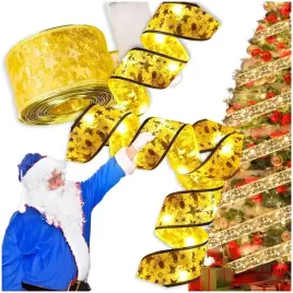 wstazka-satynowa-swiateczna-girlanda-lancuch-led-zlota-lampki-choinkowe-eko
