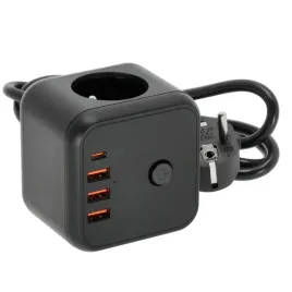 kostka-przedluzacz-15m-3gn-usb-smart-czarny-wylacznik-rozgaleznik-sieciowy