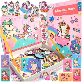 magnetyczna-ukladanka-duzy-zestaw-ksiazka-puzzle-unicorn-jednorozec-klocki