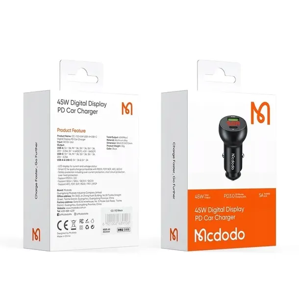 mcdodo-ladowarka-samochodowa-usb-usb-c-pd-45w-lcd-stan-nowy-marka-bez-marki
