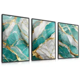 zestaw-3x-plakat-w-ramie-do-sypialni-turkusowy-marmur-styl-glamour-30x40