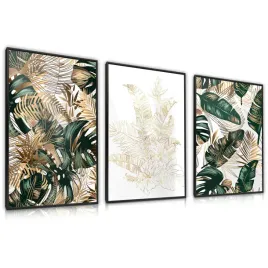 zestaw-3x-plakat-w-ramie-liscie-bananowe-palmy-glamour-abstrakcja-60x80