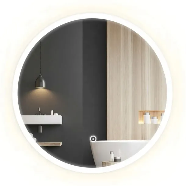 Lustro Ścienne Łazienkowe Podświetlane Led 80cm Dotyk Okrągłe Barwy światła