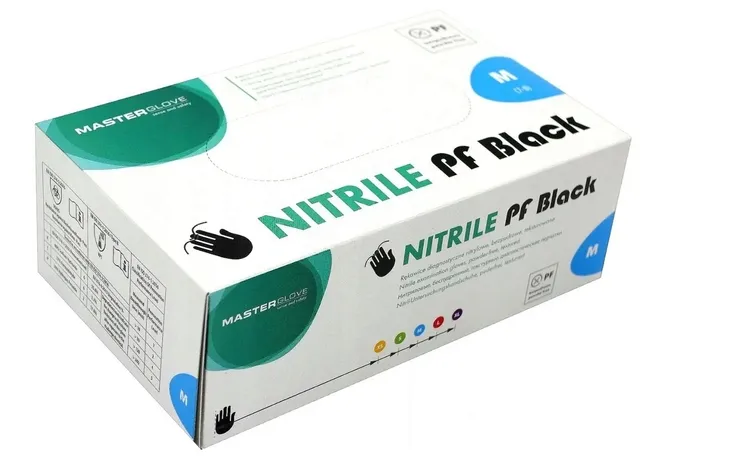 RĘKAWICE rękawiczki NITRYLOWE BEZPUDROWE MOCNE CZARNE BLACK roz. M