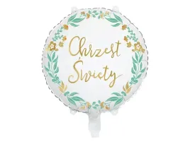 balon-foliowy-chrzest-swiety-45cm-bialy-zloty-listki-kwiatuszki