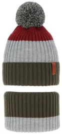 komplet-zimowy-dla-chlopca-czapka-z-pomponem-i-komin-karson-khaki-cieply-52