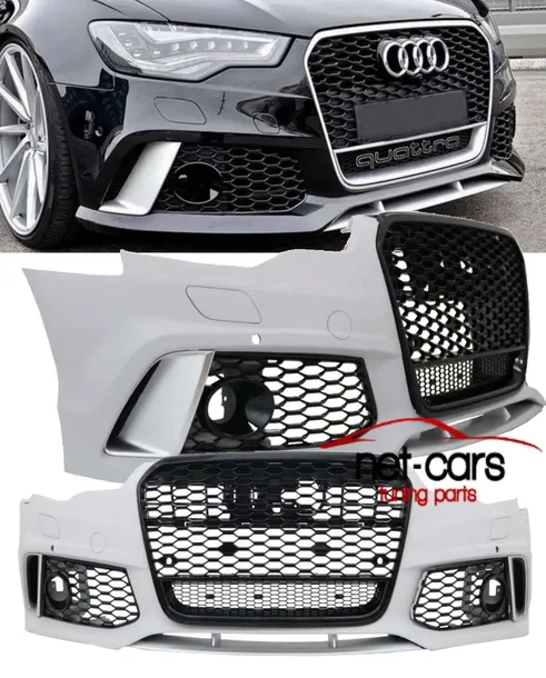 ZDERZAK PRZOD AUDI A6 C7 4G 11-15r WZOR RS6 S6 GRILL CZARNY POŁYŚK