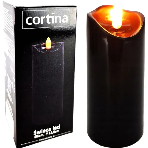Świeca Dekoracyjna CORTINA 1/20/WAX Znicz Elektryczny LED fi5 Czarna 12,5cm