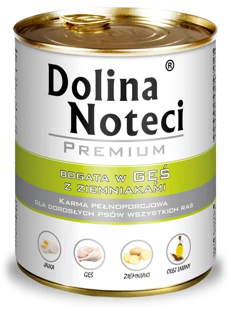 DOLINA NOTECI PREMIUM MOKRA KARMA DLA PSA BEZZBOŻOWA GĘŚ PUSZKA 800G