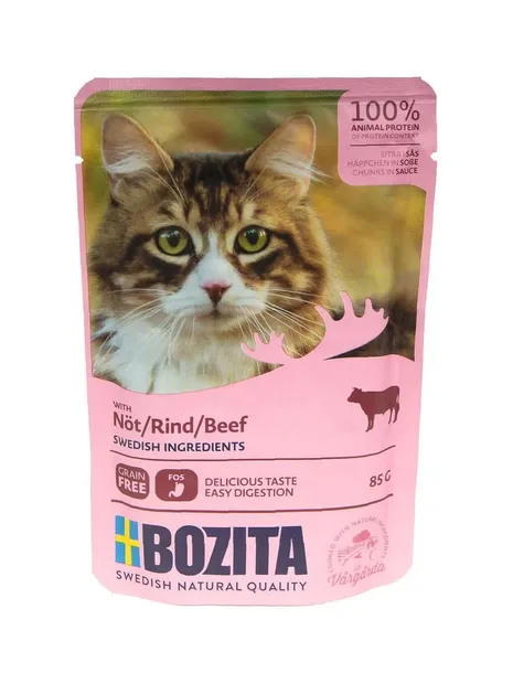BOZITA saszetka dla kota Wołowina 85g Kawałki sos