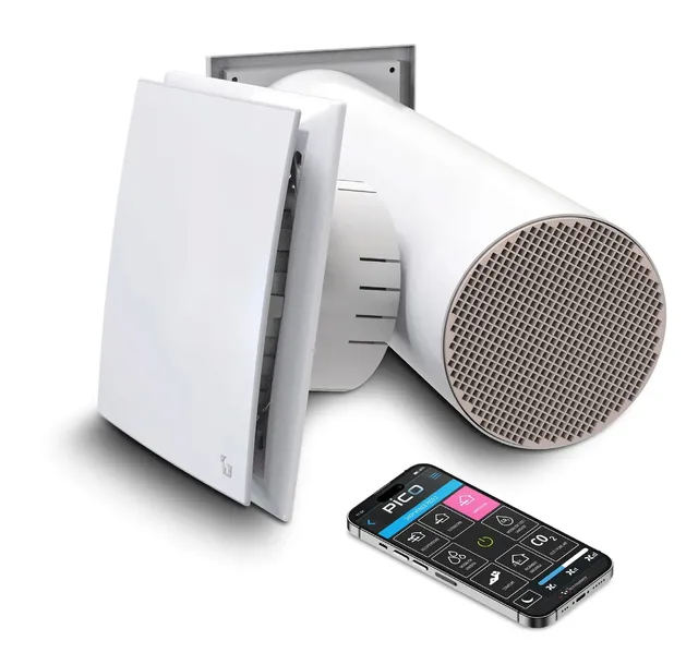 Rekuperator ścienny PICO ULTRA+czujnik wilgoci,CO2 WiFi 150mm pilot 60 m3/h