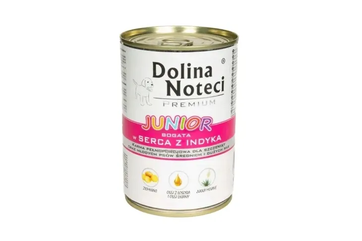Dolina Noteci Puszka Premium Junior Serca Indycze Mokra Karma Dla Psa 400g